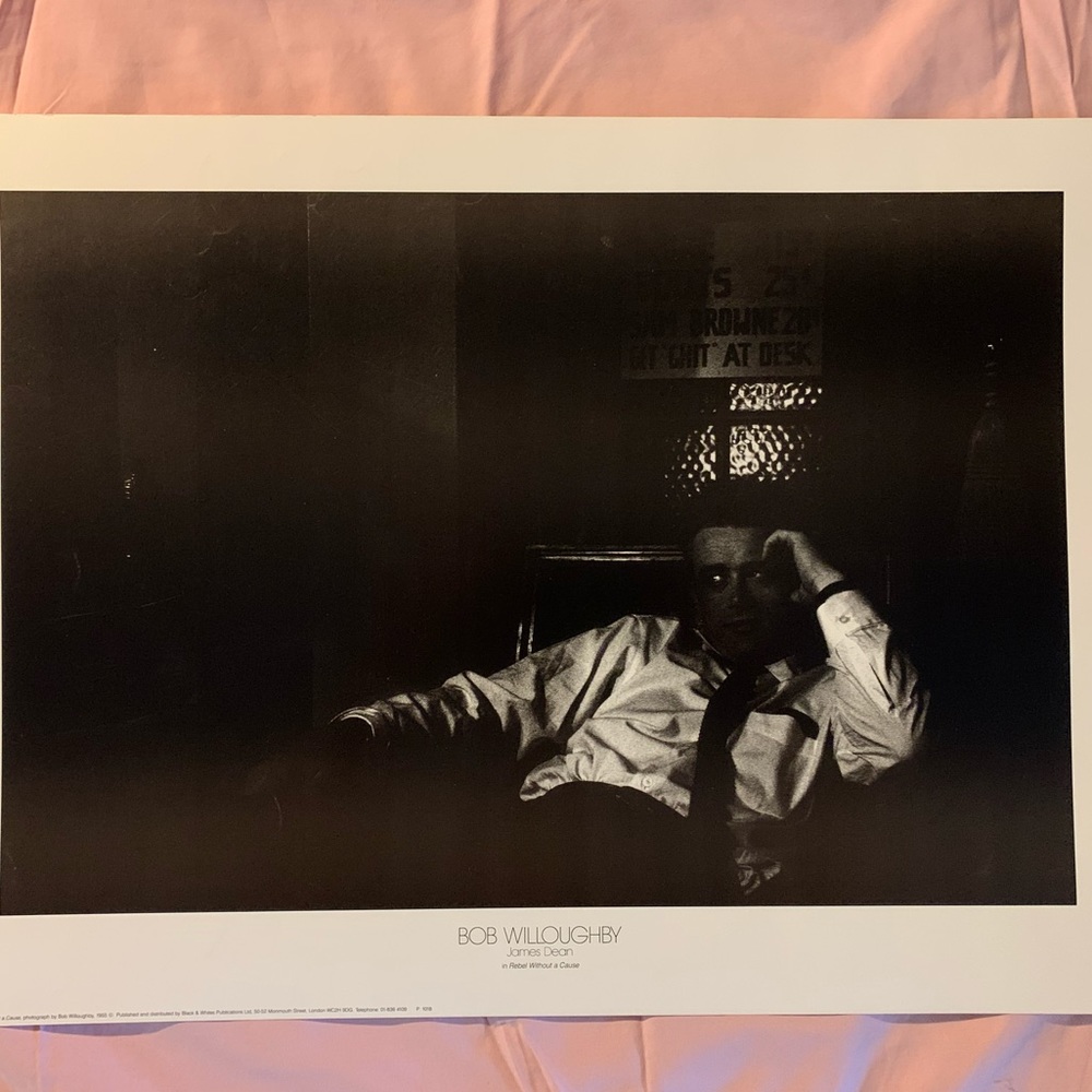 Vintage Print Still James Dean by Bob Willoughby Art Poster. 24" x 17 1/2"